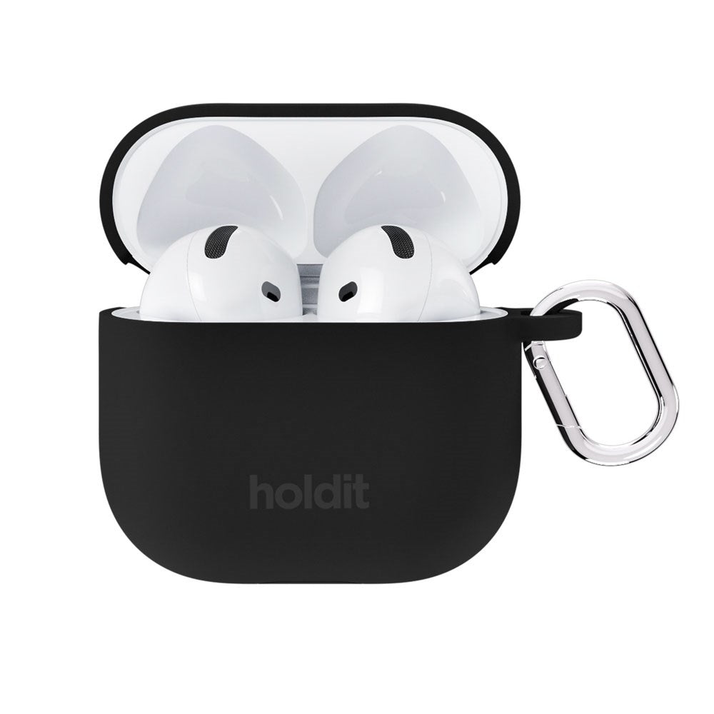 Apple AirPods (4. Gen.) Holdit Silicone Case m. Karabinhage - Black