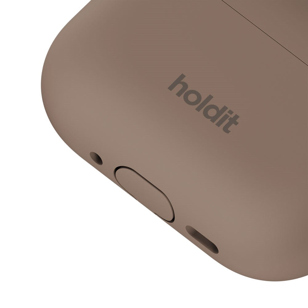 Apple AirPods Pro (3. Gen.) Holdit Silicone Case m. Karabinhage - Mocha Brown