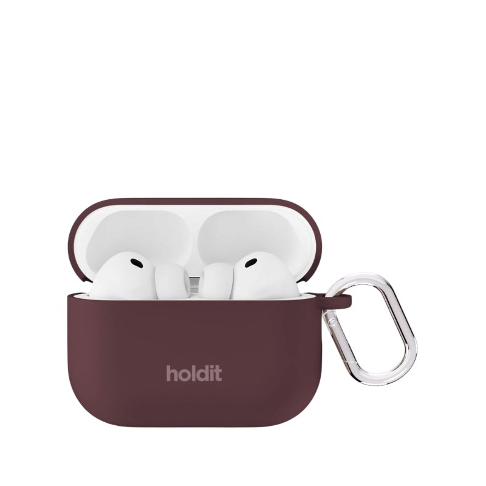 Apple AirPods Pro (3. Gen.) Holdit Silicone Case m. Karabinhage - Bordeaux