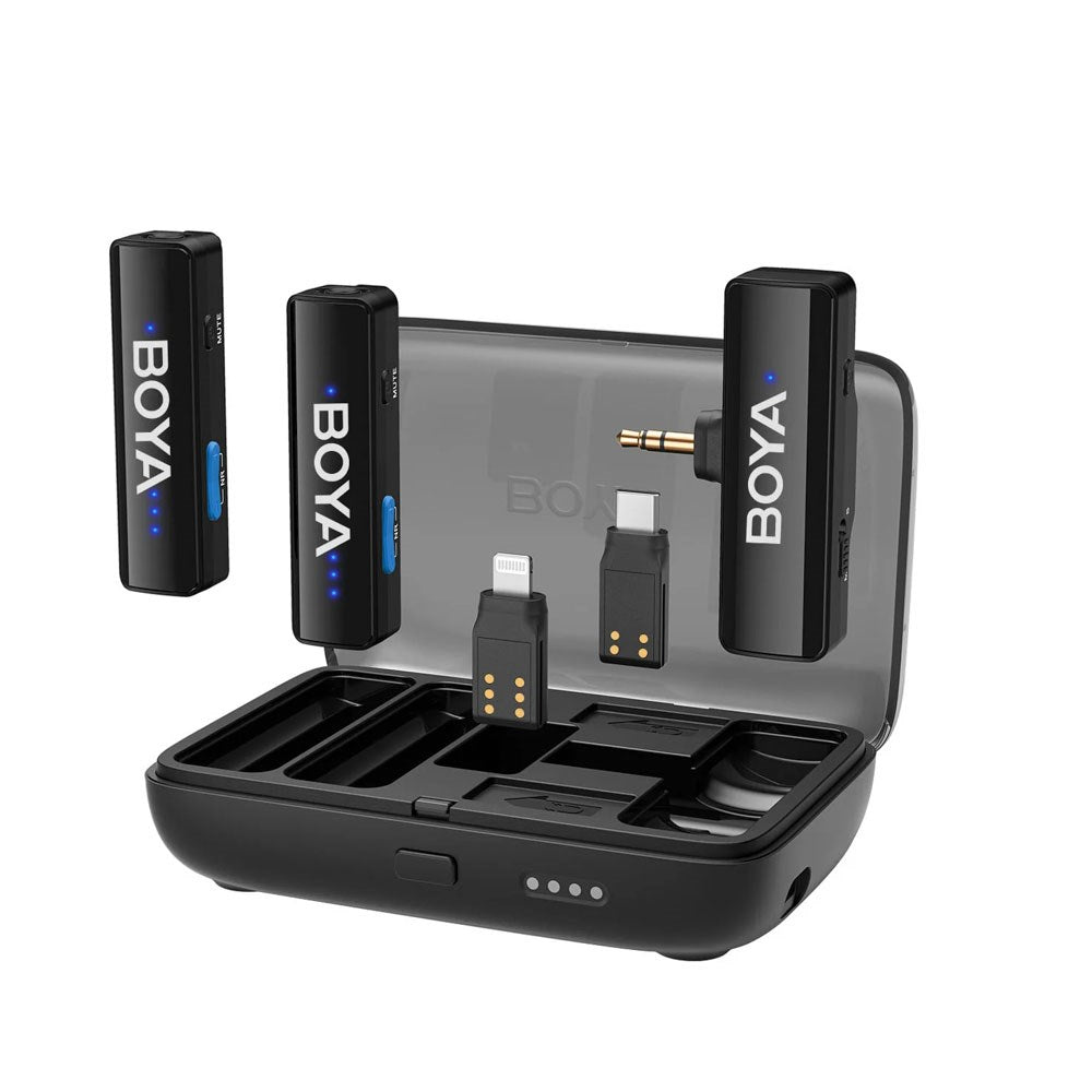 BOYA BOYALINK Trådløst Mikrofon Sæt m. Lightning / USB-C / 3.5mm Minijack - Sort