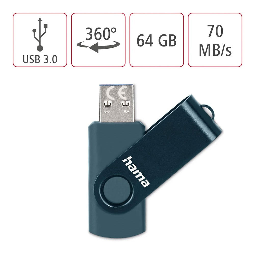 HAMA Roterbar USB-Stik 3.2 - 64GB