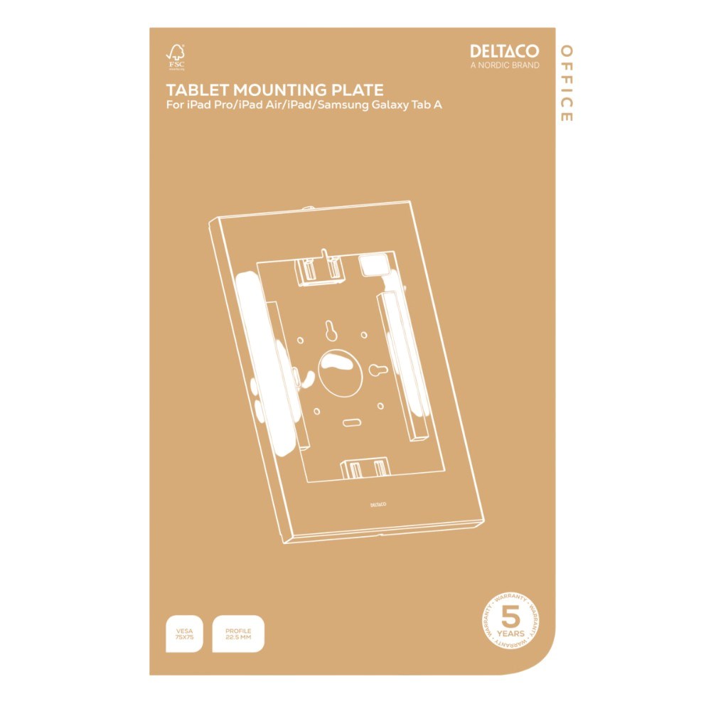 Deltaco ARM-502 Tablet Holder til Væg - Mål: ca. 9.7” til 11” - Hvid