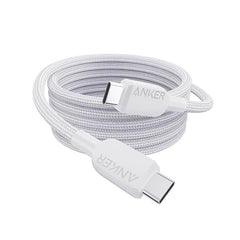 Anker USB-C til USB-C 240W Nylon Ladekabel - 1.8m - Hvid