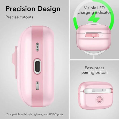 ESR AirPods Pro (1. & 2. Gen.) HaloLock Pulse Cover - MagSafe Kompatibel - Lyserød
