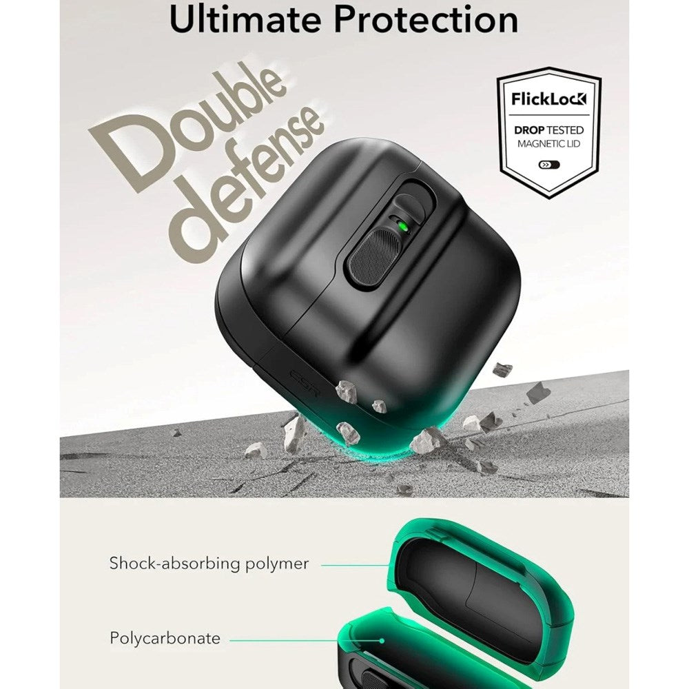 ESR AirPods (4. Gen.) HaloLock Pulse Cover - MagSafe Kompatibel - Sort