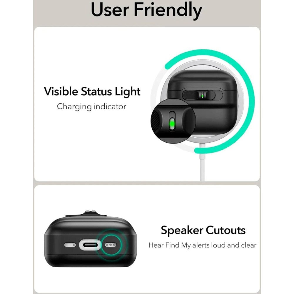 ESR AirPods (4. Gen.) HaloLock Pulse Cover - MagSafe Kompatibel - Sort