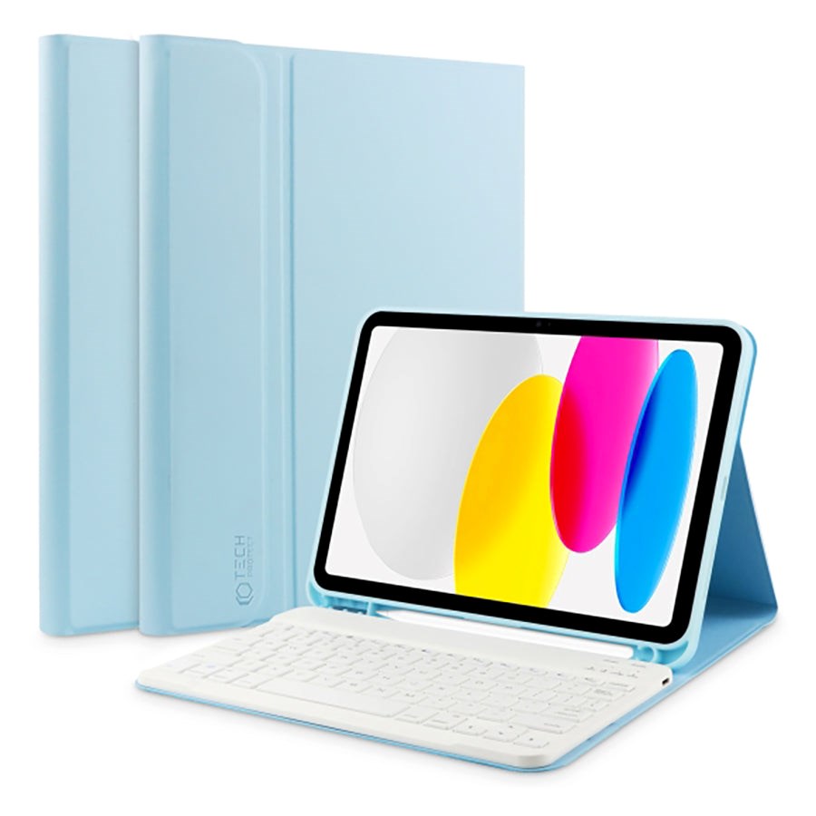 iPad 11" (2025) / iPad 10.9" (2024/2022) Tech-Protect Keyboard Cover m. Apple Pencil Holder - Engelsk Layout - Lyseblå