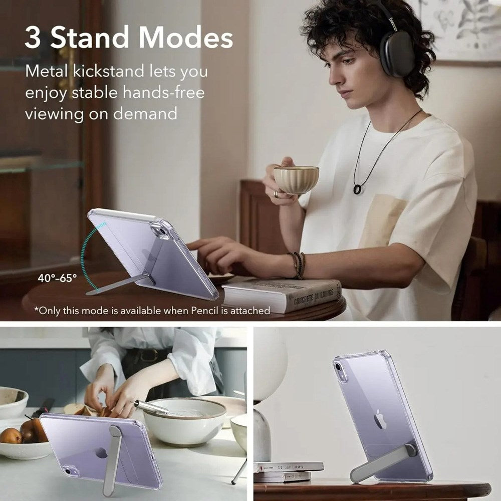 iPad Mini (2024 / 2021) ESR Hybrid Cover m. Kickstand - Gennemsigtig / Grå