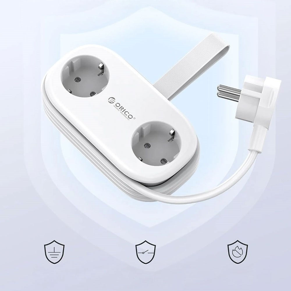 ORICO 20W 5-i-1 Strømskinne med 2 x Schuko 2 x USB-A 1 x USB-C - Hvid