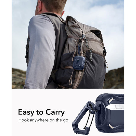 ESR AirPods Pro (3. gen.) Cyber FlickLock Cover m. Karabinhage - Mørkeblå