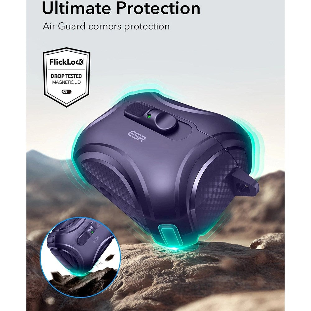 ESR AirPods Pro (3. gen.) Cyber FlickLock Cover m. Karabinhage - Lilla