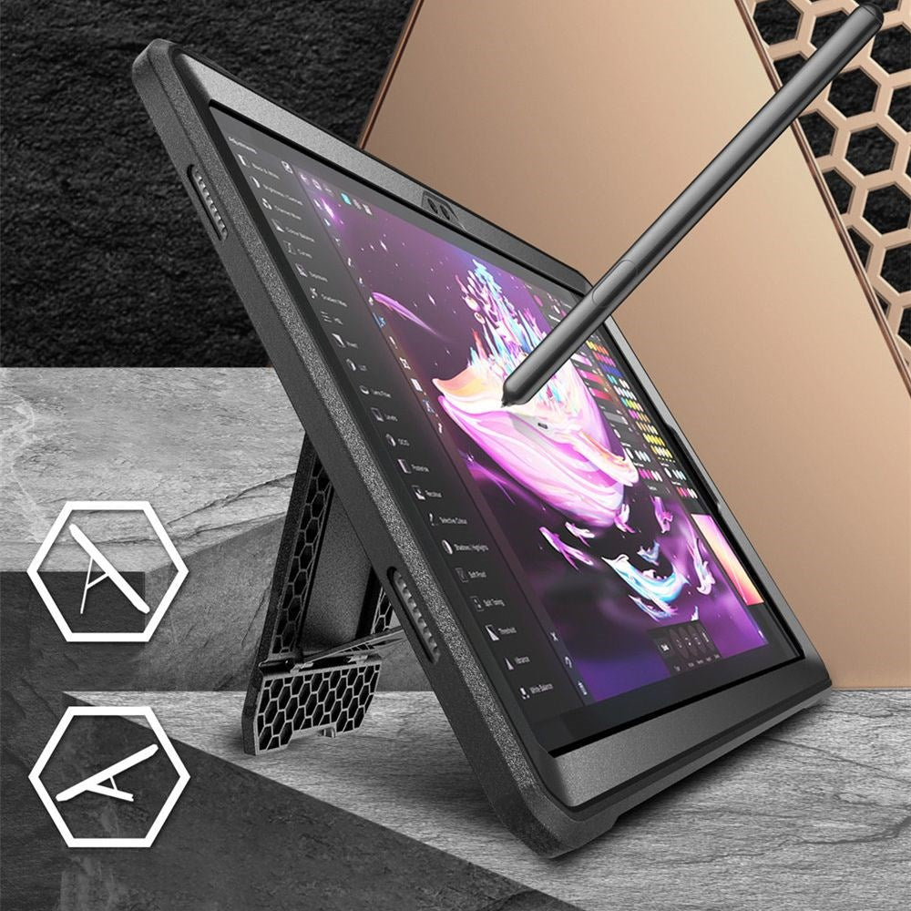 Samsung Galaxy Tab A9+ (Plus) Håndværker Cover - Supcase Unicorn Beetle Pro Cover m. Beskyttelsesfilm - Sort