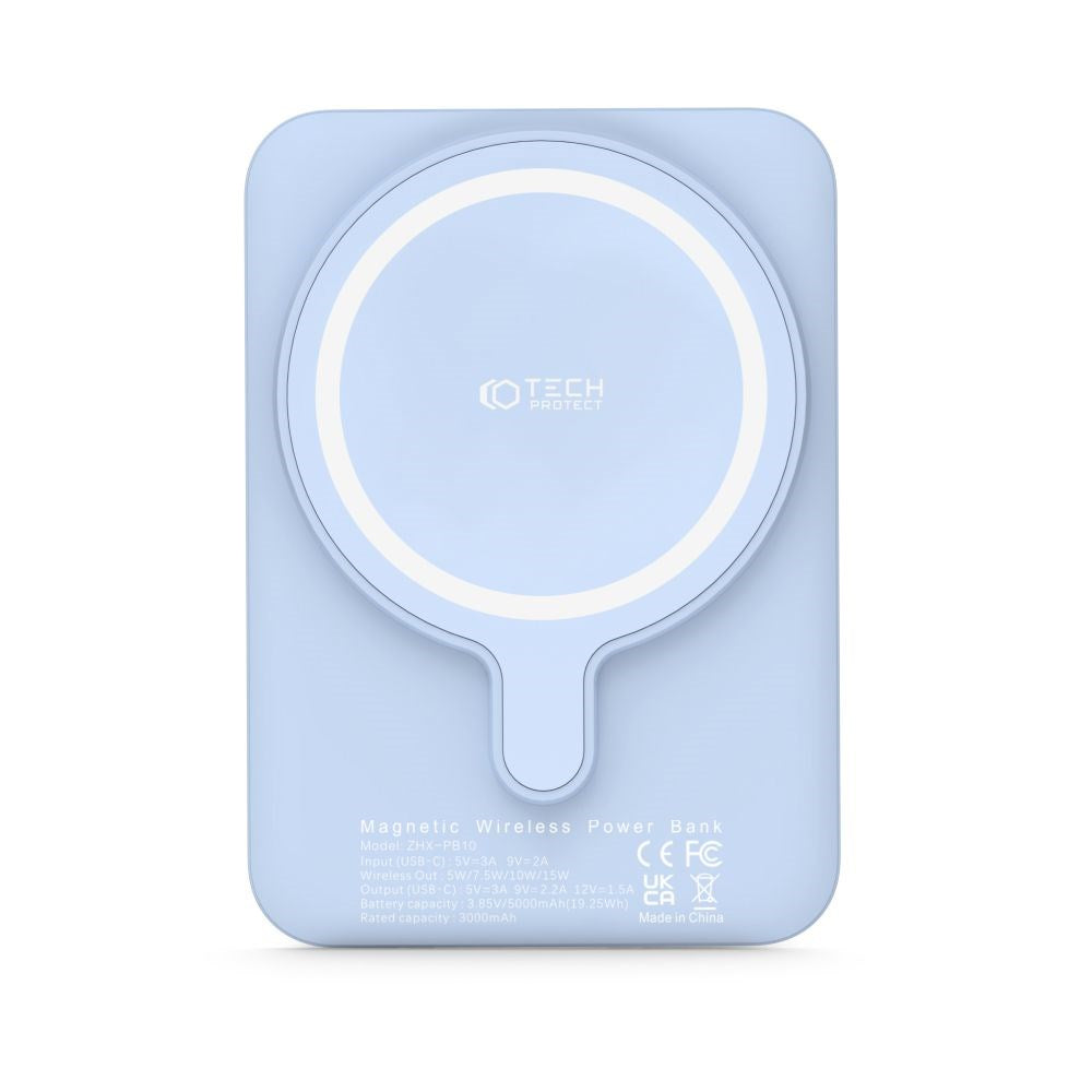 Tech-Protect LifeMag Trådløs & Magnetisk Powerbank 5000 mAh - MagSafe Kompatibel - Blå