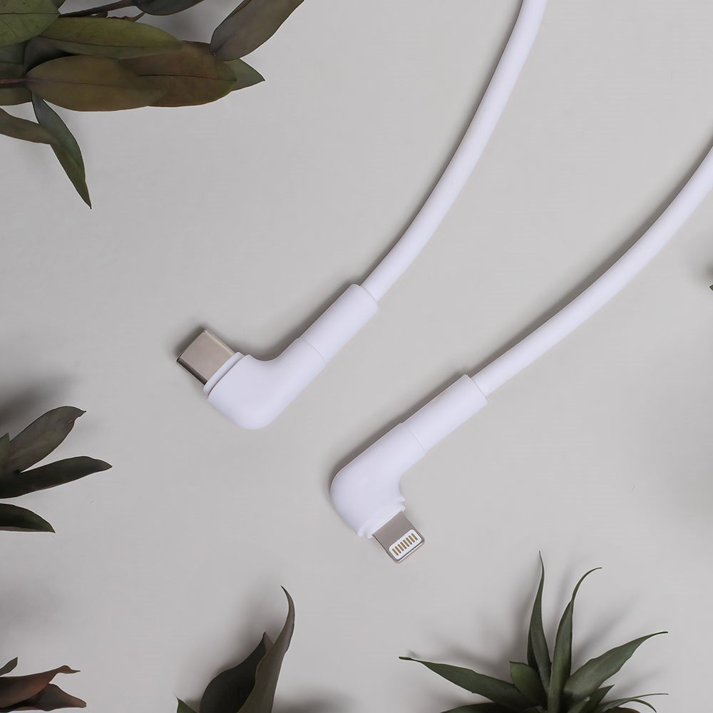 Maxlife USB-C til Lightning Vinklet Kabel 27W - 1m - Hvid