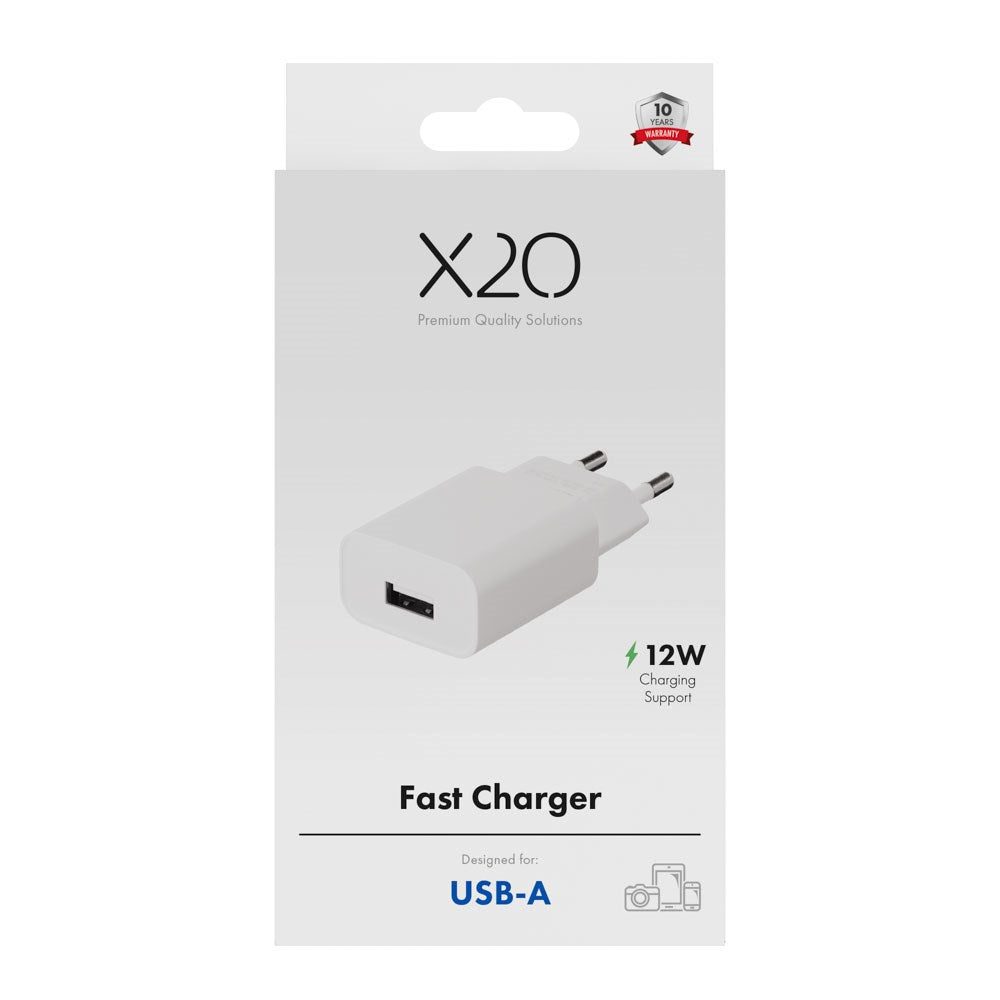 X2O 12W Vægoplader m. 1x USB-A - Hvid
