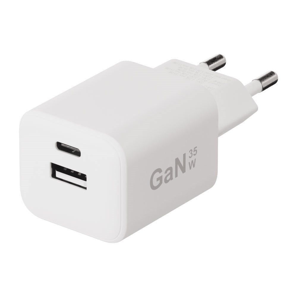 X2O 35W Vægoplader m. 1x USB-A & 1x USB-C - Hvid
