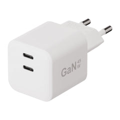 X2O 45W GaN Vægoplader m. 2x USB-C - Hvid