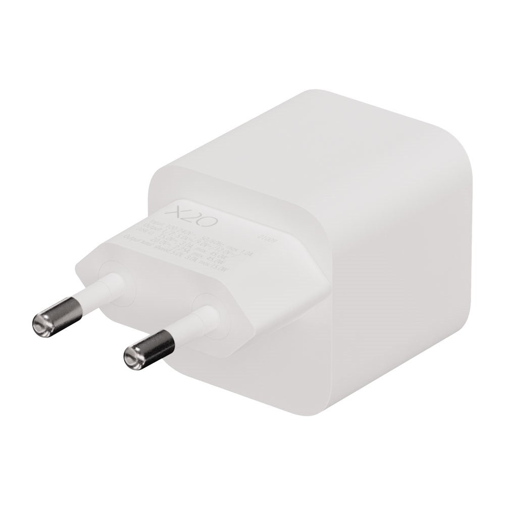 X2O 45W GaN Vægoplader m. 2x USB-C - Hvid
