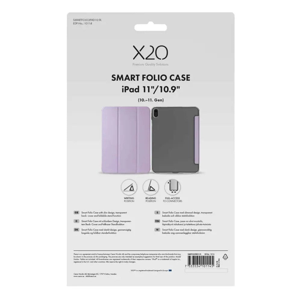 iPad 11" (2026 / 2025) / 10.9" (2024 / 2022) X2O Smart Folio Flipcover - Lilla