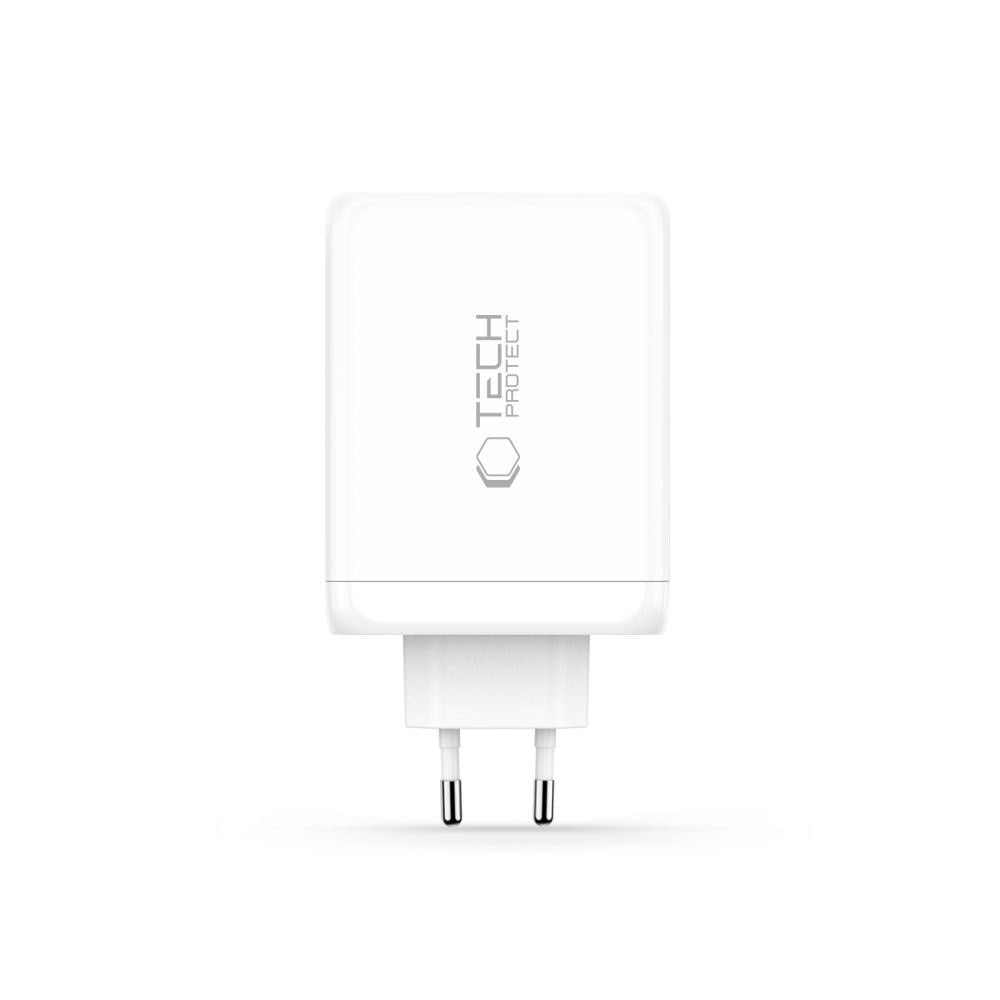 Tech-Protect 200W Vægoplader m. 3x USB-C & 1x USB-A - Hvid