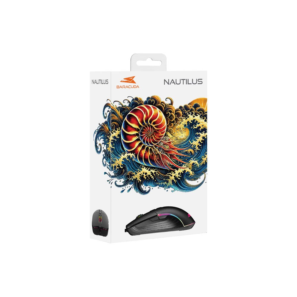 Baracuda NAUTILUS Gaming Mus - 7D / 12800 DPI - Sort
