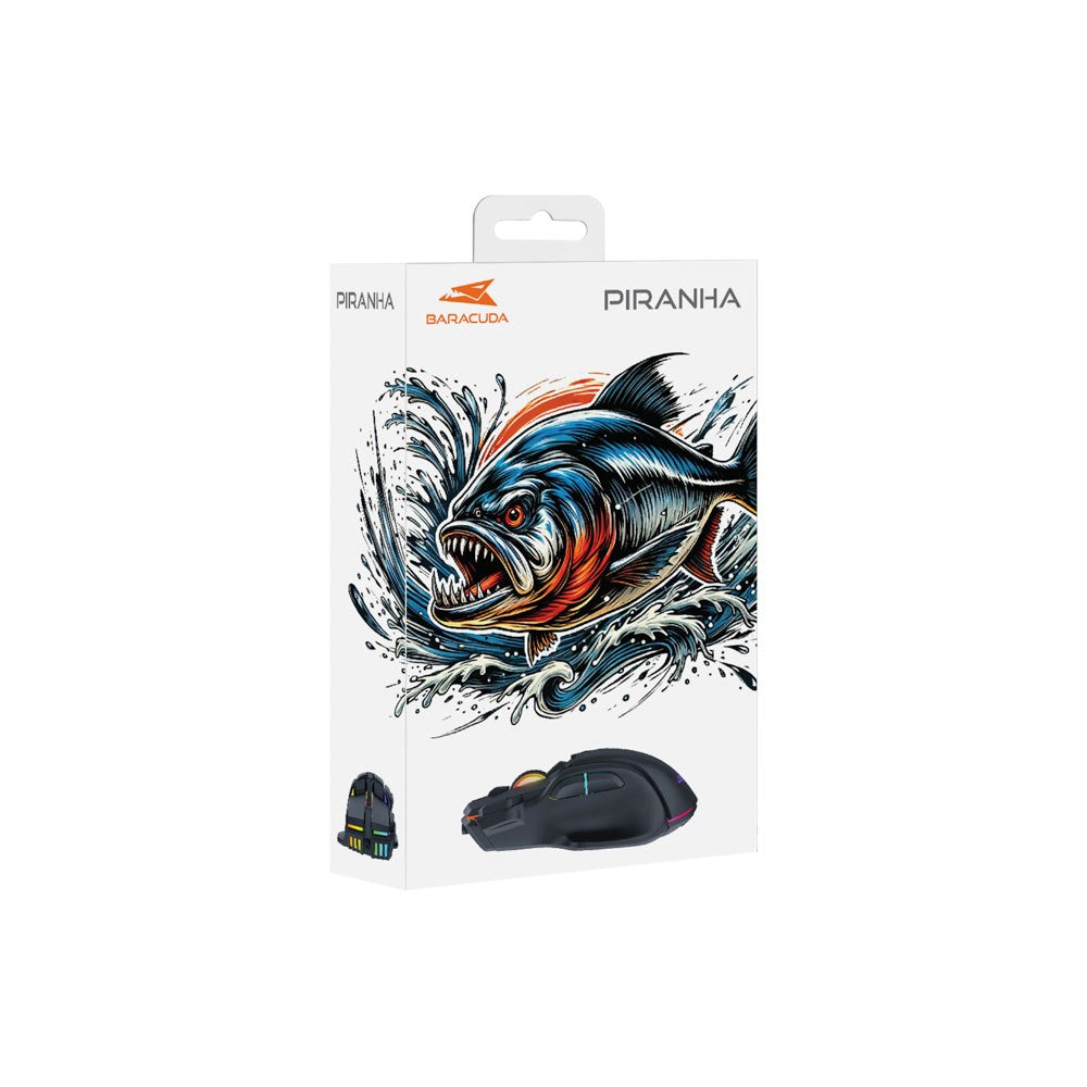 Baracuda PIRANHA Gaming Mus - 7D / 7200 DPI - Sort