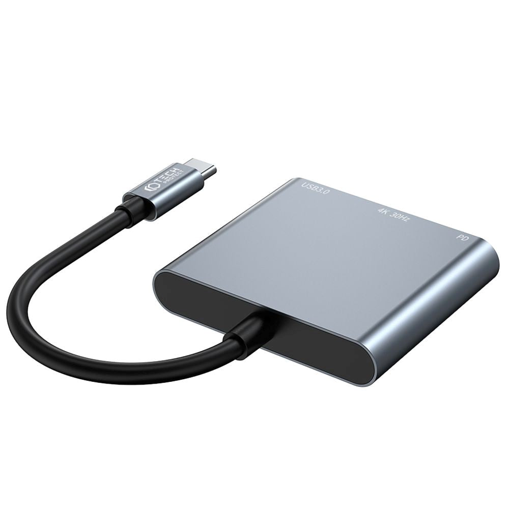 Tech-Protect V1 3-in-1 USB-C Multiport Hub - USB-A / USB-C / HDMI - Grå