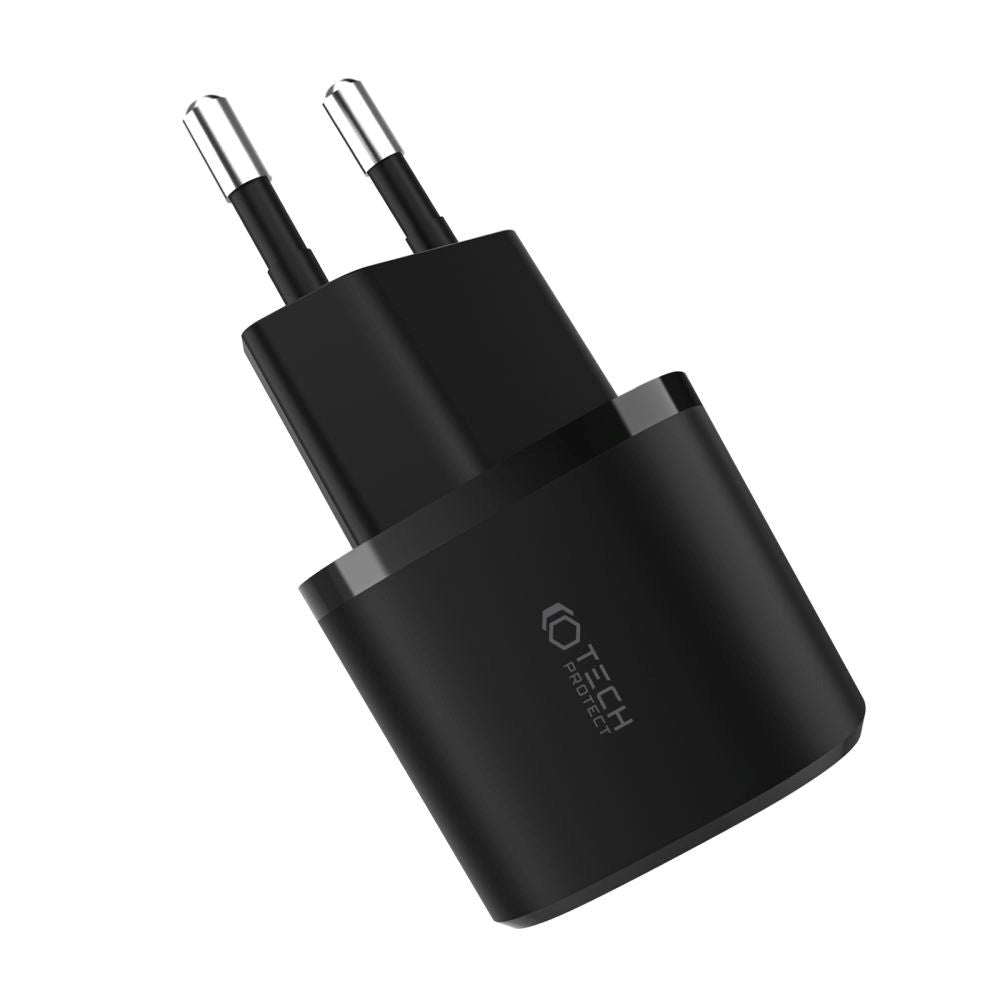 Tech-Protect 20W Vægoplader m. 1 x USB-C PD & 1 x USB-A QC - Sort