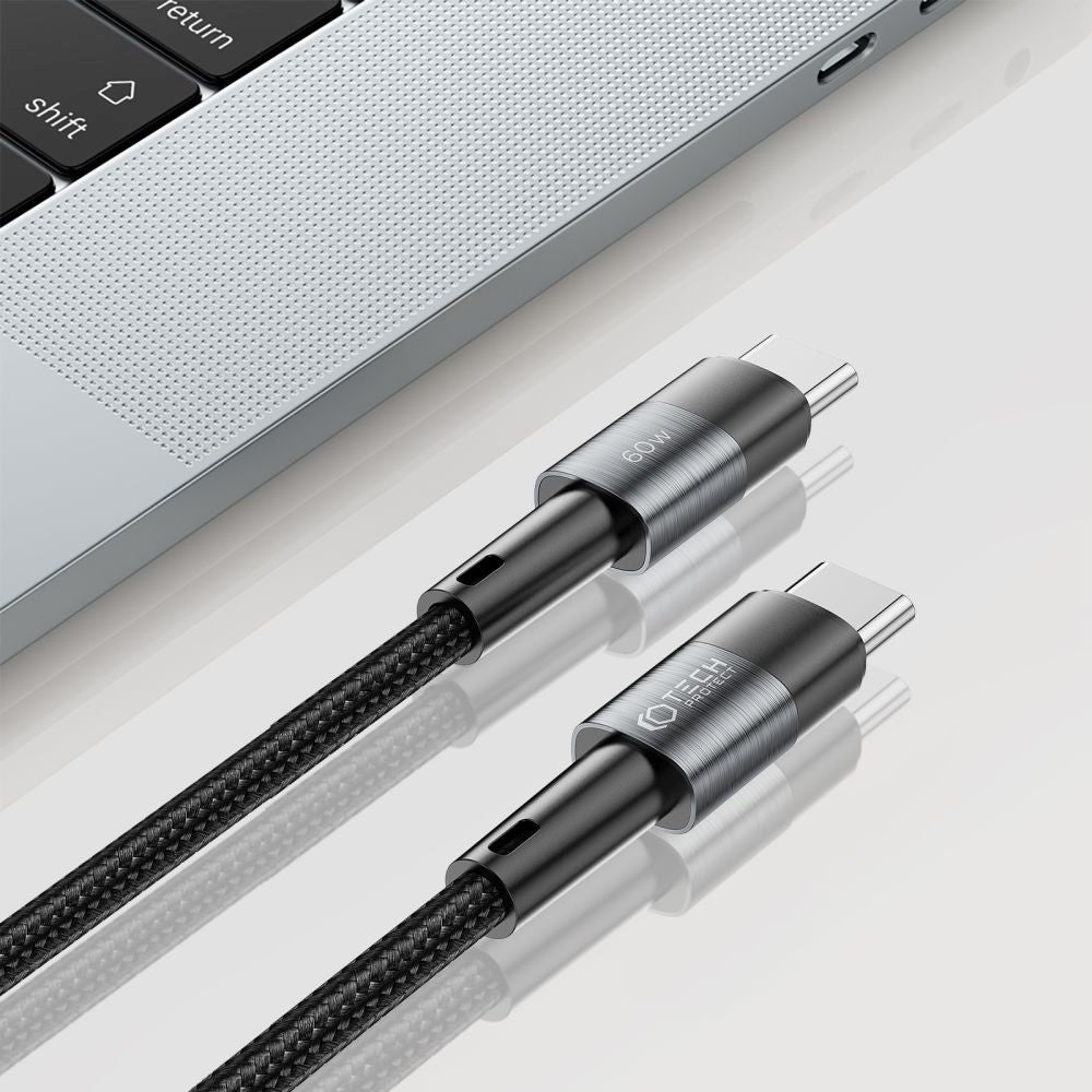 Tech-Protect Ultraboost 60W/3A USB-C til USB-C Kabel 25cm - Sort