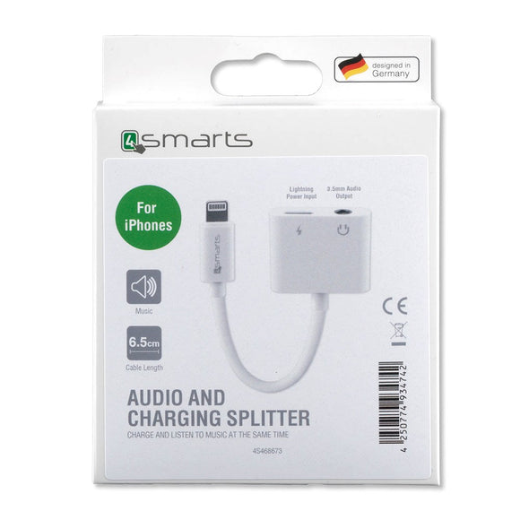 4smarts SoundSplit 6.5 cm Lightning To Lightning 3.5mm Audio Splitter - Hvid