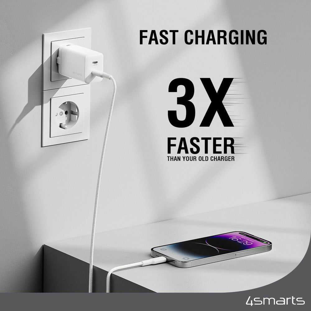 4smarts PDPlug 45W Vægoplader m. 2 x USB-C - Hvid