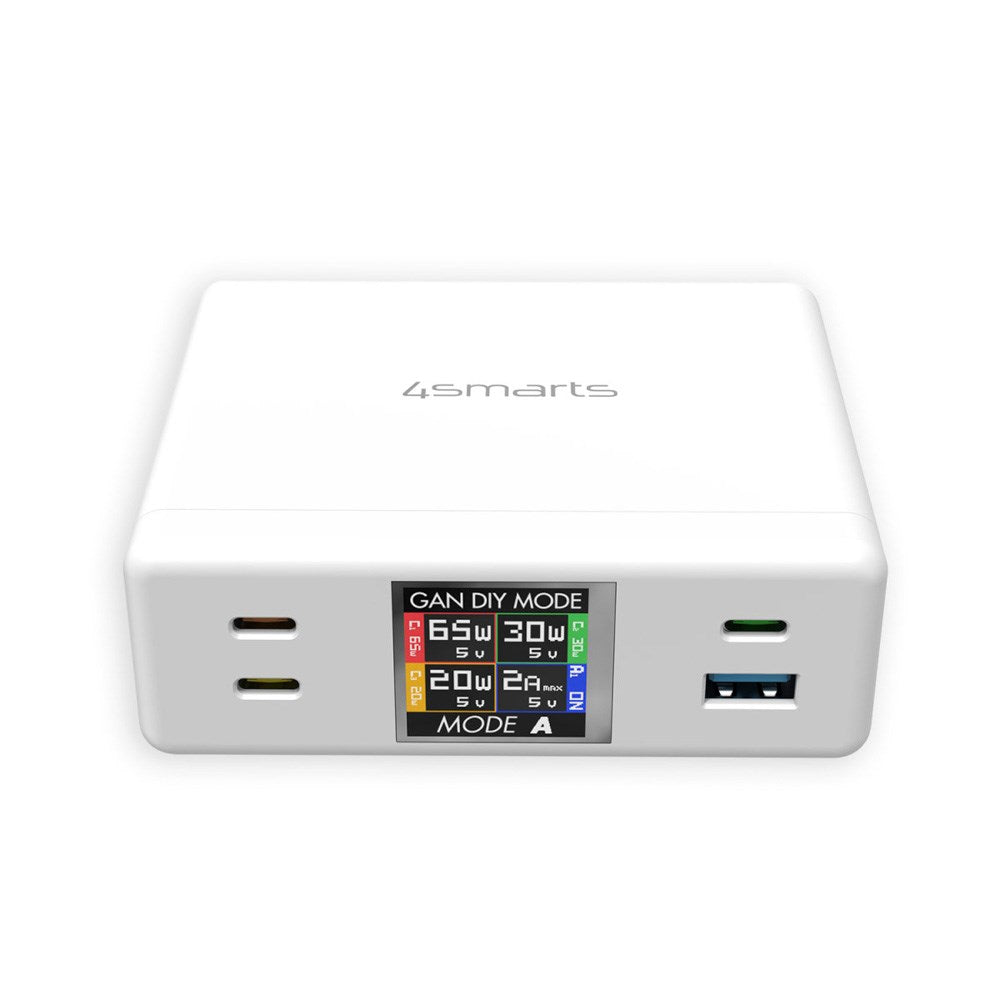 4smarts GaN DIY Mode Bordoplader - 130W / 3x USB-C & 1x USB-A - Hvid