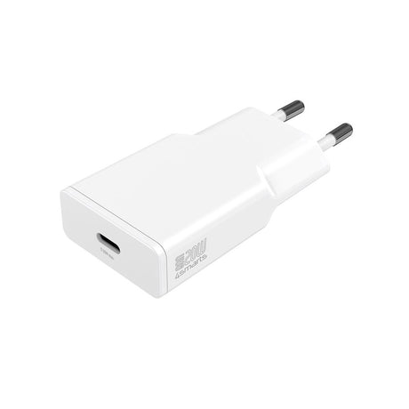 4Smarts PD Slim 20W USB-C Vægoplader GaN m. USB-C Kabel - Hvid