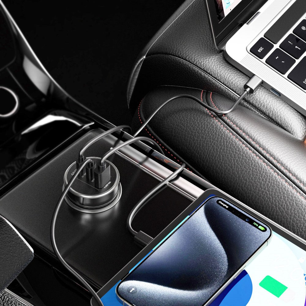 4smarts VoltRoad Ultimate 160W Biloplader m. 2 x USB-C 1 x USB-A - Sort