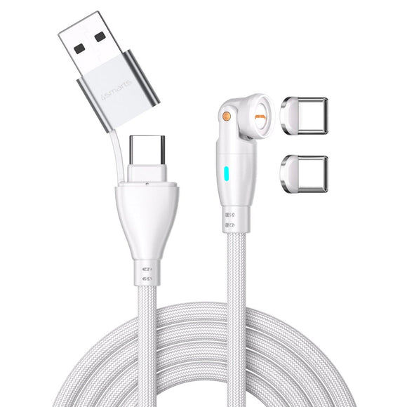 4smarts GravityCord Magnetisk Kabel m. USB-C/A - 100W - 1.8m - Hvid