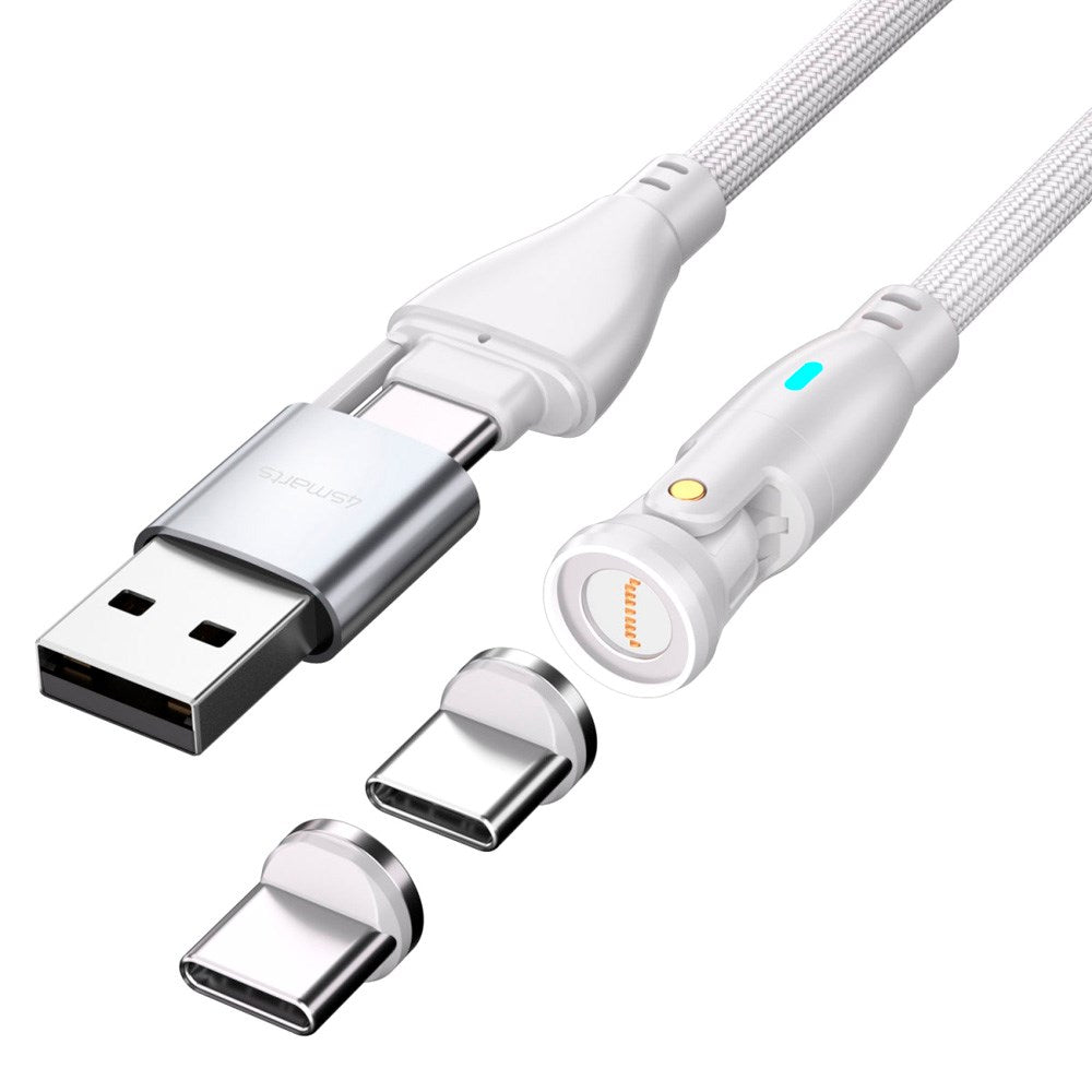 4smarts GravityCord Magnetisk Kabel m. USB-C/A - 100W - 1.8m - Hvid