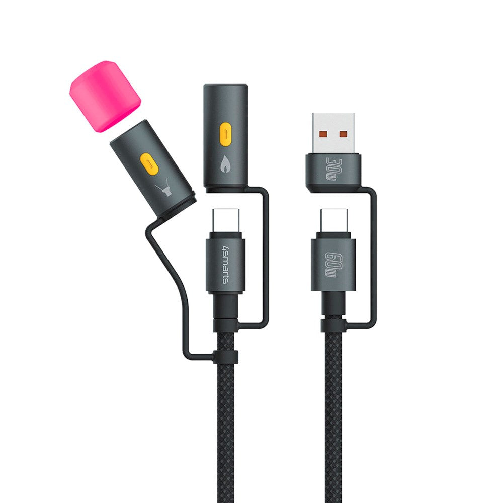 4smarts 4-i-1 USB-C Outdoor Kabelsæt - 60W / 1m - Sort