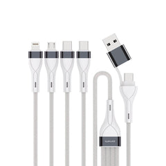 4smarts 4-i-2 Multiopladningskabel - USB-C / USB-A / Lightning / Micro USB - 25cm - Hvid