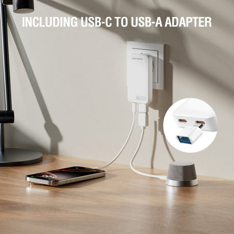 4smarts FlatPlug Slim Dual Vægoplader - 65W / 2x USB-C - Hvid