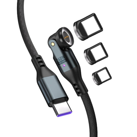 4smarts GravityCord Magnetisk Kabel m. USB-C - 240W - 1.8m - Sort