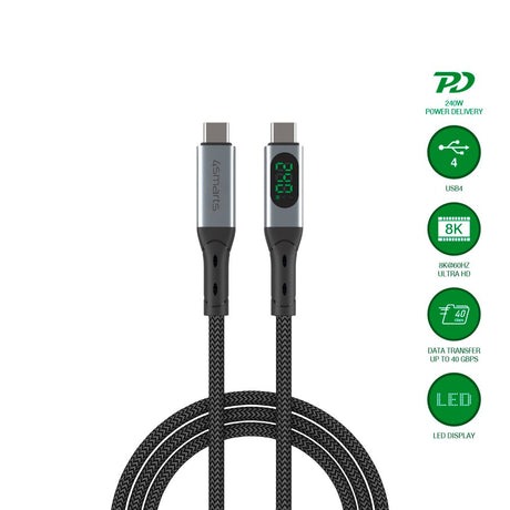 4smarts DigitCord Enterprise USB-C Kabel 240W - 1.5m - Sort