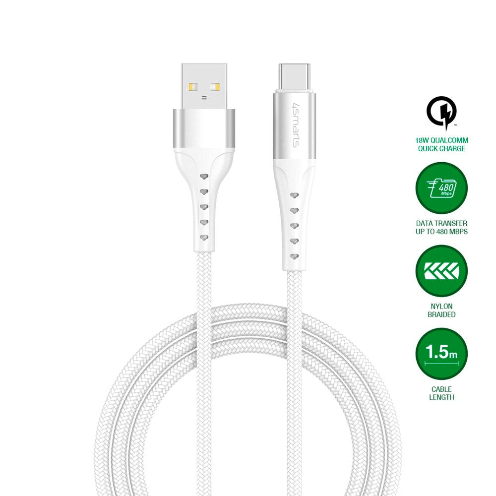 4smarts PrimeCord USB-C til USB-A Kabel 18W - 1.5 m - Hvid
