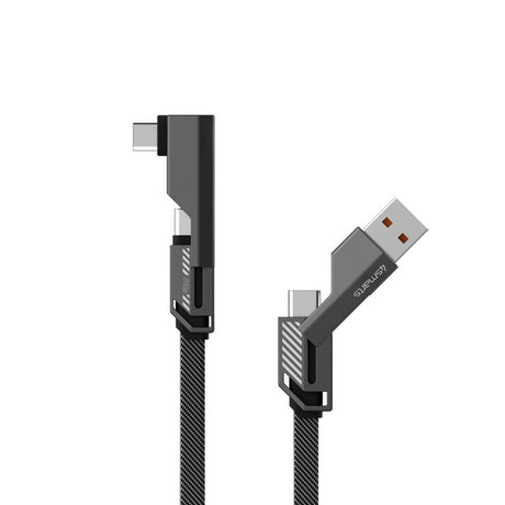 4smarts ComboCord 2-i-1 Retvinklet Kabel 240W - 1.5m - Grå