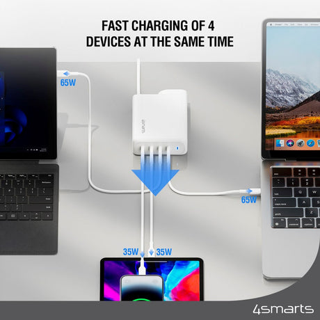 4smarts GaN Flex Pro Rejseoplader 200W - 4x USB-C - Hvid