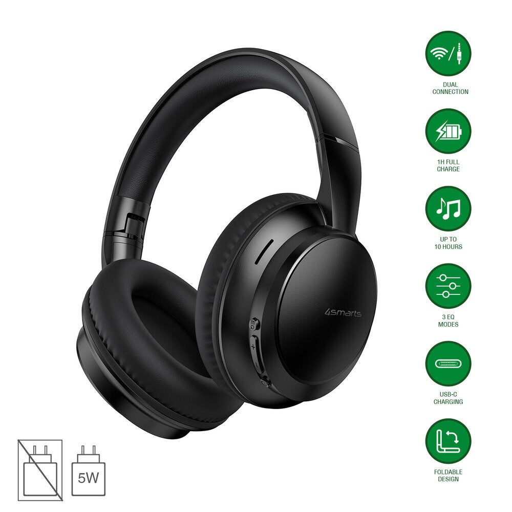 4smarts True Wireless SkyBuds Wave Høretelefoner - Over-Ear - Sort