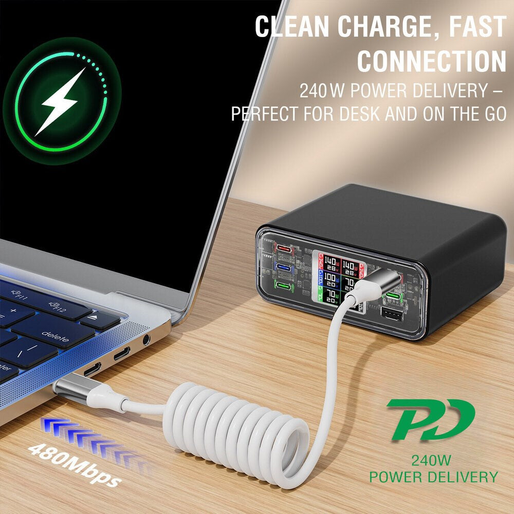 4smarts 240W USB-C til USB-C Kabel - 50cm - Hvid