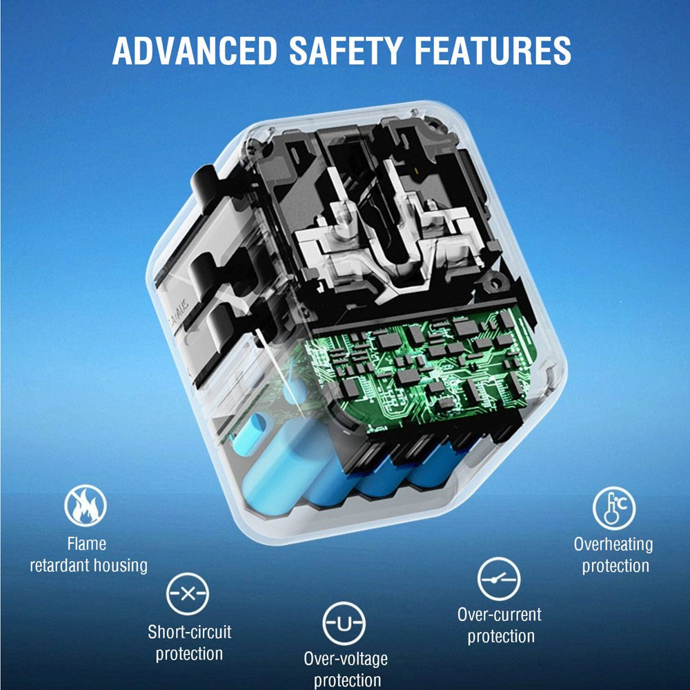 4smarts Nomad Universal Rejseadapter 20W m. 2 x USB-C & 1 x USB-A - Hvid