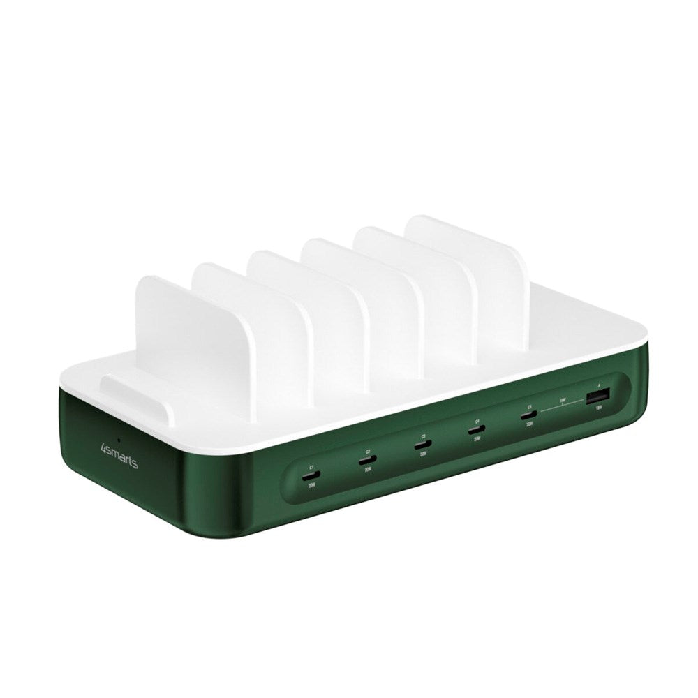 4smarts Ladestation m. 9 Opladningsmuligheder - 5x USB-C Kabel & 1x 4-i-1 Multikabel - 100W - Grøn