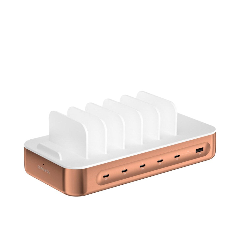 4smarts Ladestation m. 9 Opladningsmuligheder - 5x USB-C Kabel & 1x 4-i-1 Multikabel - 100W - Rose Gold