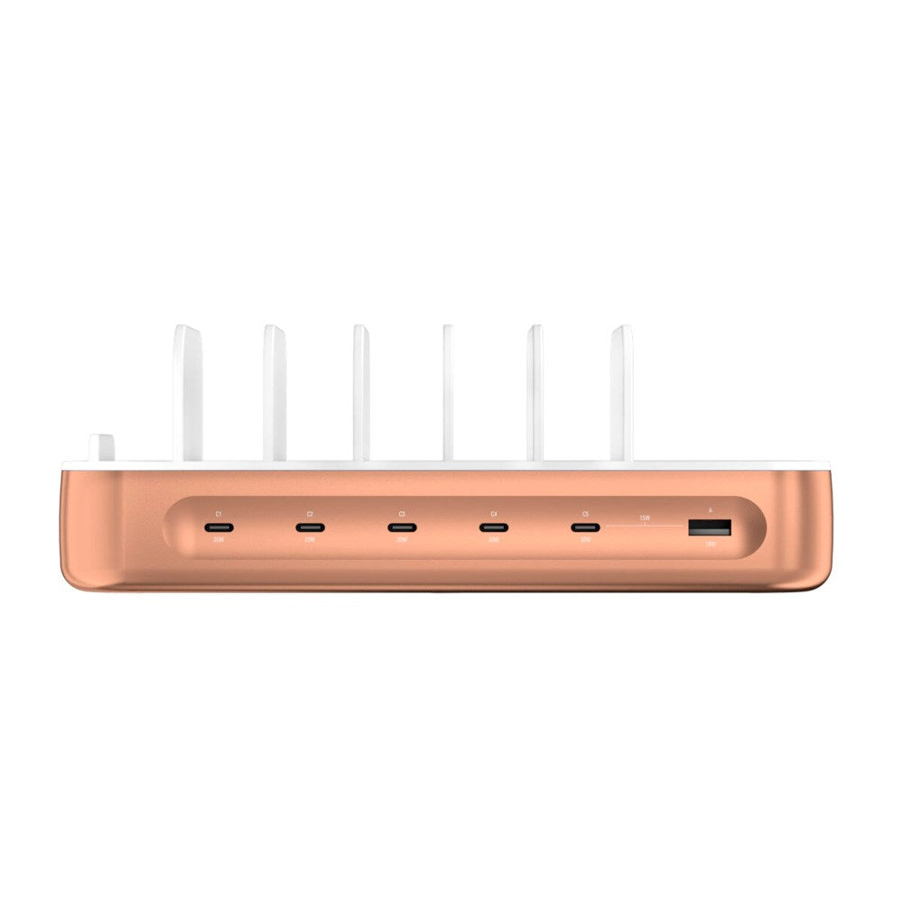 4smarts Ladestation m. 9 Opladningsmuligheder - 5x USB-C Kabel & 1x 4-i-1 Multikabel - 100W - Rose Gold